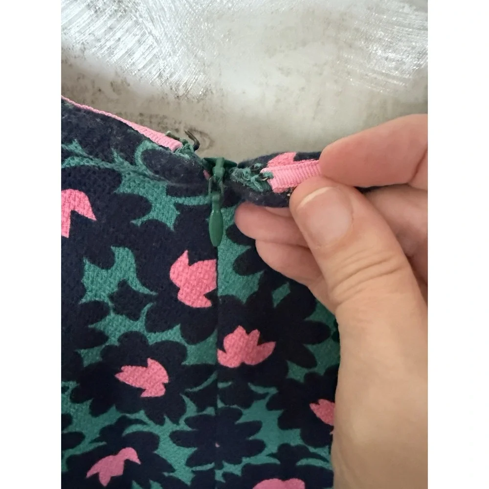 Boden Louise Textured Forest Bloom Midi‎ Sheath Dress Pockets Size 10 Green Pink - Picture 9 of 13